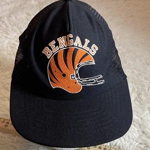 Vintage 80s Cincinnati Bengals NFL Black & Orange Snapback Cap Hat-USA - Picture 1 of 8