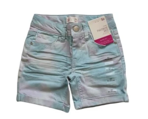 So Girls Favorite Midi Shorts Size 6X Mid Rise Tie Dye Adjustable Waist Denim  - Picture 1 of 4