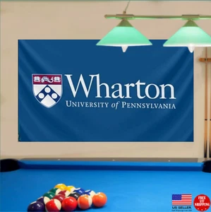 BANDIERA PENN QUAKERS WHARTON 3X5 UNIVERSITÀ DELLA PENNSYLVANIA BANNER UOMO BANDIERE GROTTE - Foto 1 di 12