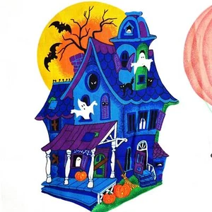 Halloween Applique Panel with some features that glow in the dark-make bags, etc - Picture 1 of 11