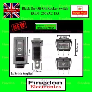 Rocker Switch 15A 240V, 20A 125V ON-OFF-ON Single Pole 3 Pin Latching Snap-in - Picture 1 of 1