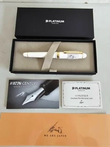 Platinum New #3776 CENTURY Fountain Pen Chenonceau White Broad Nib PNB-15000#2-4 - Picture 1 of 11