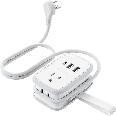 NTONPOWER USB Power Strip, 3ft Extension Cord 2 USB A 1 USB-C Port, Flat Plug Power Strip