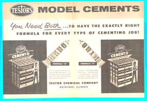 1957 Grande 2 pagine piega centrale Testor stampa cemento annuncio modello stampa bullding ad - Foto 1 di 3