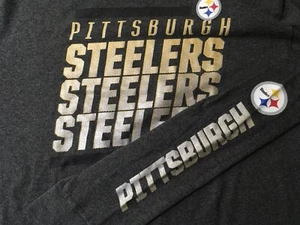 Pittsburgh Steelers Adult Black Long Sleeve Logo Long Sleeve T Shirt XL - Picture 1 of 6
