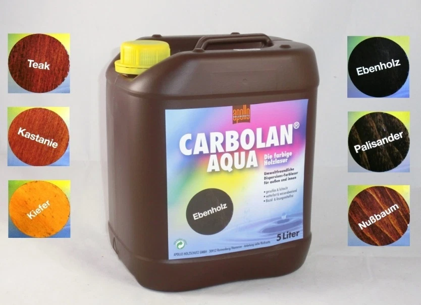 APOLLO 3,60€/L Carbolan Holzschutz Lasur 5 Liter Holzlasur 5l innen & außen 6 Farben