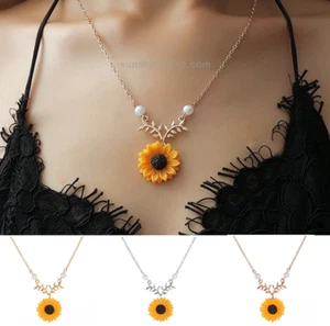Collana ciondolo girasole imitazione creativa perle gioielli collana donna - Foto 1 di 24