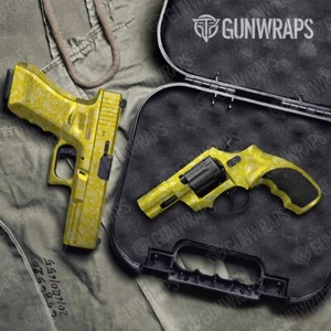 GunWraps Bandana Yellow & White Premium Pistol Vinyl Gun Wrap Skin Matte USA - Picture 1 of 1