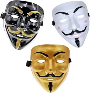 DWTECH 3 Pack V For Vendetta Mask Adults Kids Guw Fawkes Mask Anonymous Mask - Picture 1 of 3