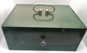 Banco De Colección GRANDE Años 70 COFFER Hierro Fundido Caja Fuerte Verde/Rojo CAJA SEGURA Dinero con Llave - Imagen 1 de 11