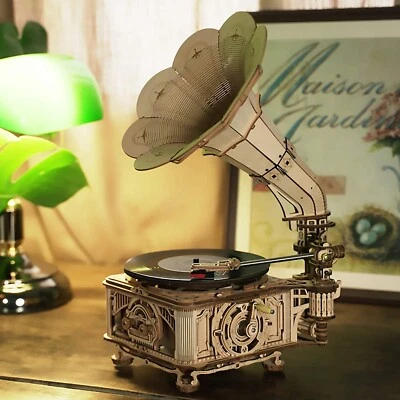 ROKR 3D Wooden Puzzle Classical Mechanical Gramophone Model Kit Gift for Adults - Image 1 of 4