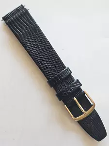 18 mm - schwarzes Schlangenmuster Leder Uhrenarmband - (goldene Schnalle / Stifte enthalten) - Bild 1 von 5