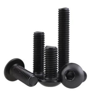 M3 M4 M5 BUTTON HEAD HIGH TENSILE SOCKET SCREW ALLEN KEY BLACK BOLTS 3mm 4mm 5mm - Picture 1 of 7