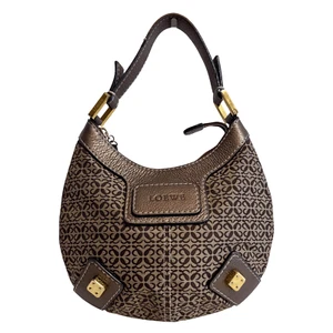 LOEWE Schultertasche Vintage Hobo Bronze Leder Canvas - Bild 1 von 14