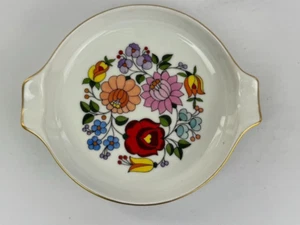 Vintage Kalocsa Handpainted Ashtray with Gold Accents * Made in Hungary - Picture 1 of 3