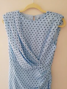BNWT FLORYDAY Sky blue crossover DRESS spot design Size L 14/16 Mother of bride - Picture 1 of 9