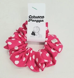 Handmade Women's Scrunchie size Large Fuchsia Pink Cotton Fabric Polka Dot Print - Picture 1 of 6