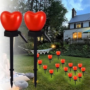 2 Pack Solar Valentine's Day Stake Lights Waterproof Garden Heart Lights - Picture 1 of 7