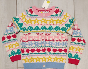 Mini Boden 6-7 Festive Fair Isle Christmas Cardigan Sweater NEW