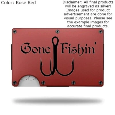 Cartera personalizada "GONE FISHIN" grabada con láser - Elige un color de billetera Foto 1 de 4