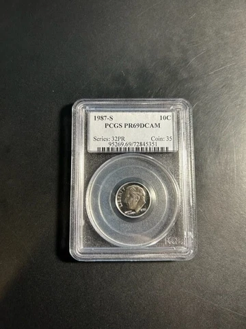 1987 S 10C Roosevelt Dime Proof PCGS PR69 DCAM Cover