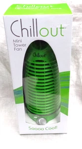 CHILL OUT Mini Tower Fan ~ Sooo Cool! ~ GF-7A Green / Gray ~ 2012 Copyright NEW! - Picture 1 of 5