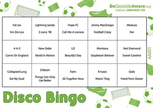 Fun Music Game Disco Bingo - Football Theme 350 Tickets - Picture 1 of 3