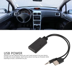 BT Sound Adapter Auto Aux 3.5mm Car USB Receiver Cable Wireless Car Sound Tr NEW - Afbeelding 1 van 12