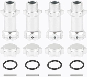 4 Stück Aluminium 17 mm Sechskant Adapter 30 mm Verlängerung Radnabe Antrieb Offset silber  - Bild 1 von 6