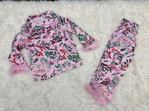 Kleinkind Mädchen rosa Weihnachten Schlafanzug - Bild 1 von 5