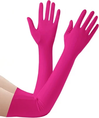 Luvas longas femininas de cetim para casamentos, formatura - comprimento do cotovelo elástico - Imagem 1 de 4