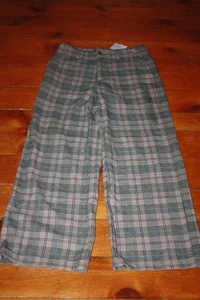 NEU MIT ETIKETT AMERICAN EAGLE DAMEN GRAU KARIERT SUPER HOHER BUND BAGGY WEITE HOSE GRÖSSE 2 KURZ - Bild 1 von 4