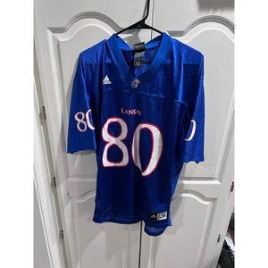 Camiseta de fútbol americano de colección Kansas Jayhawks #80 Adidas azul NCAA KU mediana para hombre universidad - Imagen 1 de 10