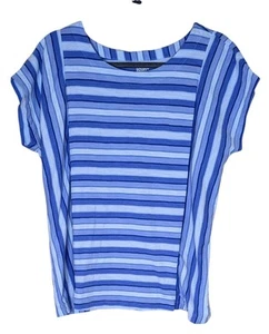 T-shirt donna Land's End blu con zeppa slub manica corta taglia M - Foto 1 di 7