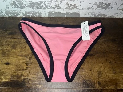 ¡NUEVO! Parte inferior de bikini hipster Anne Cole para mujer colorblock rosa y negro talla M Foto 1 de 4