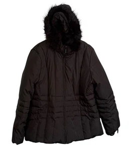 Calvin Klein Damen XL Kunstfell Kapuze Daunen Puffer Mantel Jacke X Large Winter - Bild 1 von 8