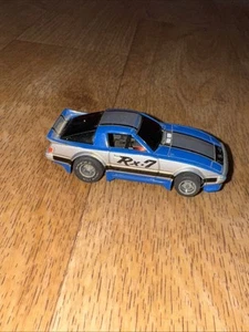 TYCO Mazda RX-7 Turbo Blue Silver Super Circuit HO Slot Car - Picture 1 of 5
