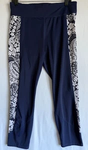 Tommy Bahama Leggings Mujer Grandes Azul Floral Panel Lateral Capri Natación Surf Activo - Imagen 1 de 13