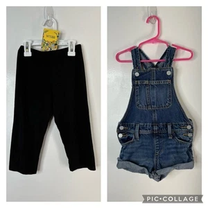 Old Navy Shortalls & Irelia Black Leggings NEW Bundle Girls Size XS - Picture 1 of 10