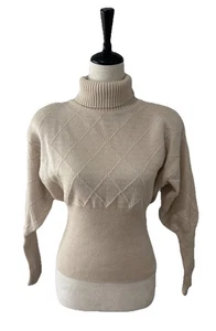 Vintage Nils Elfenbein Wolle Strick Gerippt Argyle Pullover Rollkragen Medium Ski - Bild 1 von 15