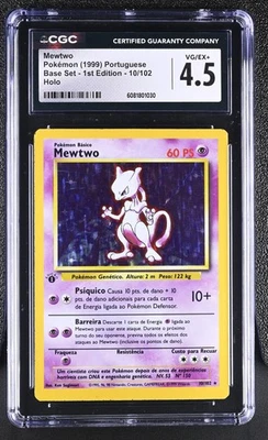 CGC 4.5 Portuguese Mewtwo 1999 Base Set 1st Edition 10/102 Holo Pokemon Card - Image 1 of 2