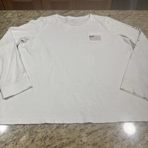 Vineyard Vines T-Shirt Langarm weiß mit Fronttasche, Motiv amerikanische Flagge - Bild 1 von 12