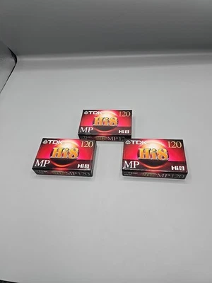 Pacote com 3 fitas de vídeo para filmadora TDK Hi8 MP 120 P6-120H8MP em branco novo lacrado - Imagem 1 de 4