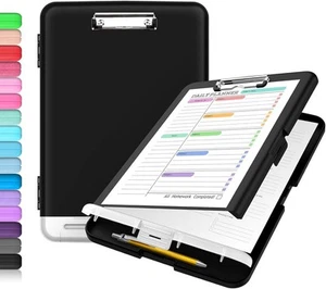 Sooez Clipboard with Storage, High Capacity Nursing Clip Board 8.5 x 11 Black - Picture 1 of 7