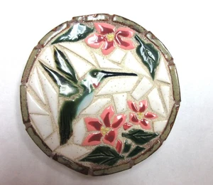 Posavasos de mosaico colibrí, arte de mosaico hecho a mano remaches de azulejos de cerámica, rosa rosado - Imagen 1 de 5