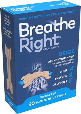 Breathe Right Original Tan Beige Small/Medium Nasal Strips for Snori 30 Pieces - image 1 of 4