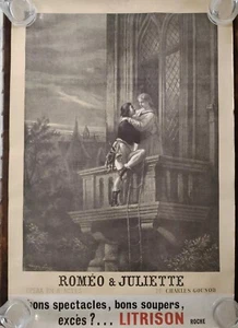 AFFICHE ORIGINALE DE ROMÉO ET JULIETTE CIRCA 1960 OPÉRA LITTÉRATURE ET AMOUR. - Imagen 1 de 7