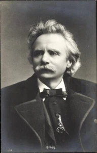 c.1900s Edvard GRIEG Portrait Bromide Photo Postcard; Photo Paul Heckscher; Mint - Bild 1 von 2