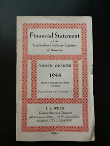 Jahresabschluss 1944 der Brotherhood Railway Carmen of America Broschüre - Bild 1 von 4