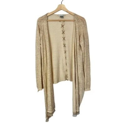 Suéter Alberto Makali Marrón Claro Lino Espalda Cruzada Cascada M Foto 1 de 4